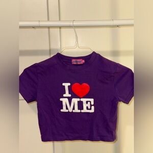 Edikted Purple Short Sleeve Tee with Red Heart